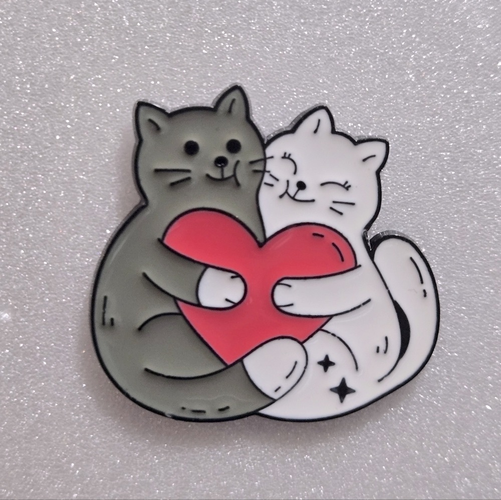 Gray and White Cat Enamel Pin